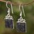 Jade dangle earrings, 'Smooth Sailing in Dark Green' - Green Jade Sterling Silver Dangle Earrings Guatemala (image 2c) thumbail