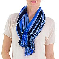 Cotton infinity scarf Exuberant Beauty in Blue Guatemala