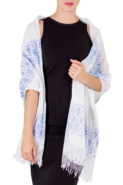 Cotton shawl, Blue Beauty