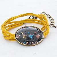 Brass and glass wrap bracelet,