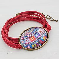 Brass and glass wrap bracelet,