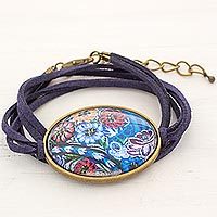 Brass and glass wrap bracelet,