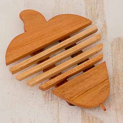 Cedar wood trivet, Cashew