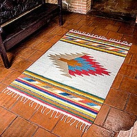 Wool rug Mayan Rays 4x6 Guatemala