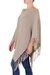 Cotton poncho, 'Spontaneous Style in Khaki' - Cotton Poncho with Fringe Beige Colored from Guatemala (image 2c) thumbail