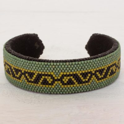 Beaded cuff bracelet, Tortoise Path