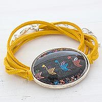 Brass and glass wrap bracelet,