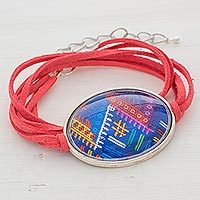 Brass and glass wrap bracelet,