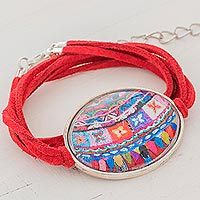 Brass and glass wrap bracelet,