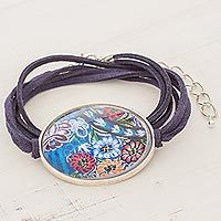 Brass and glass wrap bracelet,