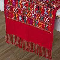 Cotton table runner Natural Magic in Candy Apple Guatemala