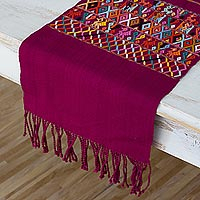 Cotton table runner Natural Magic in Magenta Guatemala