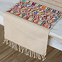 Cotton table runner Natural Magic in Alabaster Guatemala