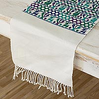 Cotton table runner Natural Magic in Ivory Guatemala