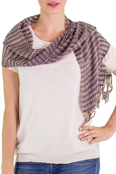 Cotton scarf, Subtle Blue Textiles