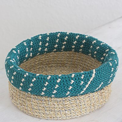Agave fiber basket, Ixil Tradition in Teal