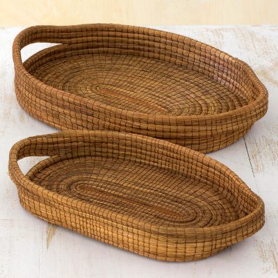 Pine needle baskets, Natural Details (pair)