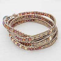 Glass beaded wrap bracelet,