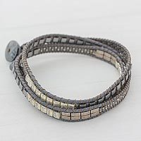Glass beaded wrap bracelet,