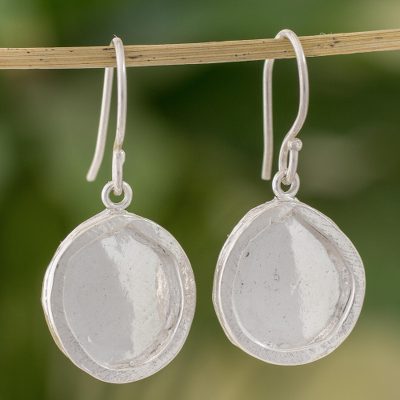 Fine silver dangle earrings, Shimmering Circles
