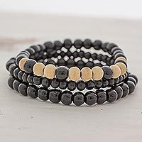 Wood beaded stretch bracelets,
