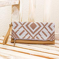 Cotton and leather wristlet Ancient Geoglyphs Guatemala