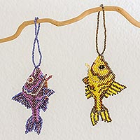 Glass beaded ornaments Memories of the Sea pair Guatemala