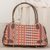 Leather accent cotton shoulder bag, 'Geometric Imagination' - Cotton and Espresso Leather Shoulder Handbag from Guatemala thumbail
