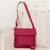Leather sling handbag and bracelet, 'Casual Party in Berry' - Leather Sling Handbag and Bracelet in Berry from El Salvador thumbail
