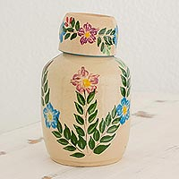 Ceramic decanter and cup Magic Maya Forest pair Guatemala