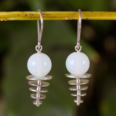 Opal dangle earrings, Orb Discs