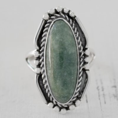 Oval Green Jade Cocktail Ring from Guatemala