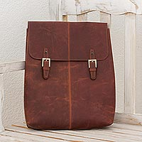 Leather backpack Chestnut Style Nicaragua
