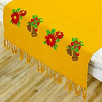 Cotton table runner Honey Advent Guatemala