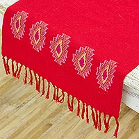 Cotton table runner Geometric Conquest in Chili Guatemala