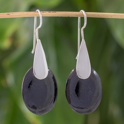 Jade drop earrings, Black Maya Jungle
