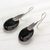 Jade drop earrings, 'Black Maya Jungle' - Dark Jade and Sterling Silver Drop Earrings from Guatemala (image 2b) thumbail