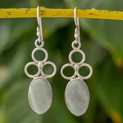 Jade dangle earrings, Light Moon Trio