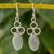 Jade dangle earrings, 'Light Moon Trio' - Light Green Jade and Silver Dangle Earrings from Guatemala thumbail