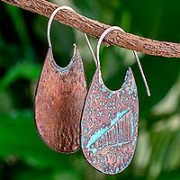 Copper half-hoop earrings,