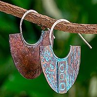 Copper half-hoop earrings,