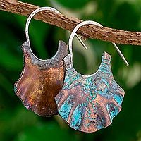 Copper half-hoop earrings,