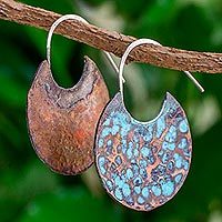Copper half-hoop earrings,