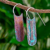 Copper half-hoop earrings,