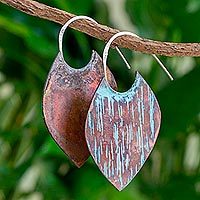 Copper half-hoop earrings,