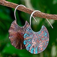Copper half-hoop earrings,