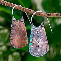 Copper half-hoop earrings,
