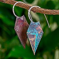 Copper half-hoop earrings,