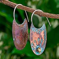 Copper half-hoop earrings,