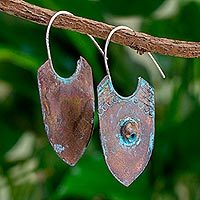 Copper half-hoop earrings,